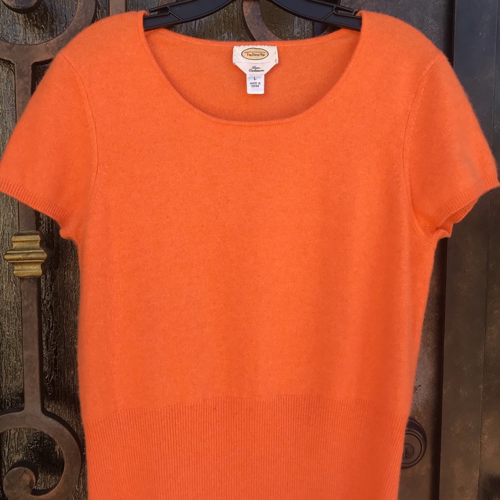 talbots cashmere orange short sleeve Large